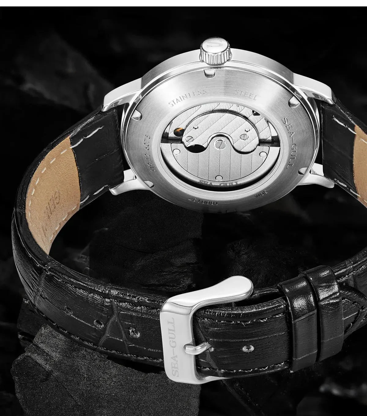 Relógio Masculino Seagull 6075 – Mecânico Automático | Couro Premium | 50m à Prova d’Água