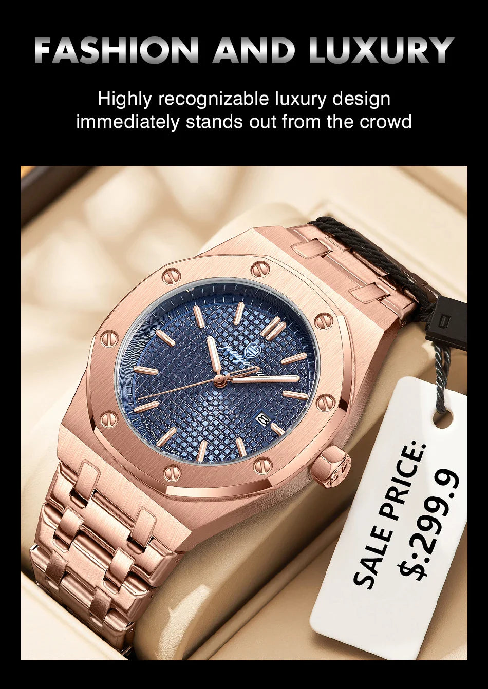 Relógio Masculino PAAZOMU Luxo – Inox Premium | Luminoso | À Prova d’Água