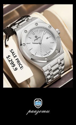 Relógio Masculino PAAZOMU Luxo – Inox Premium | Luminoso | À Prova d’Água