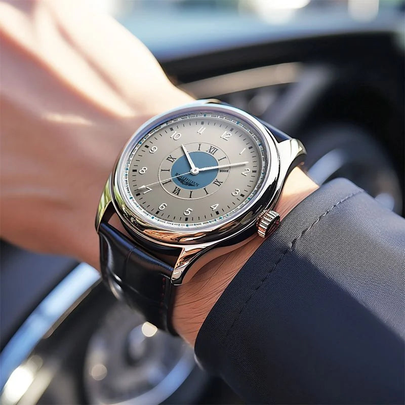 Relógio Masculino Luxo Business 2025 – Quartz de Alta Precisão | À Prova d’Água | Pulseira de Couro Premium