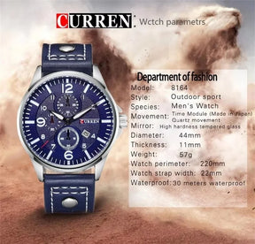 Relógio Masculino CURREN Original – Militar Esportivo