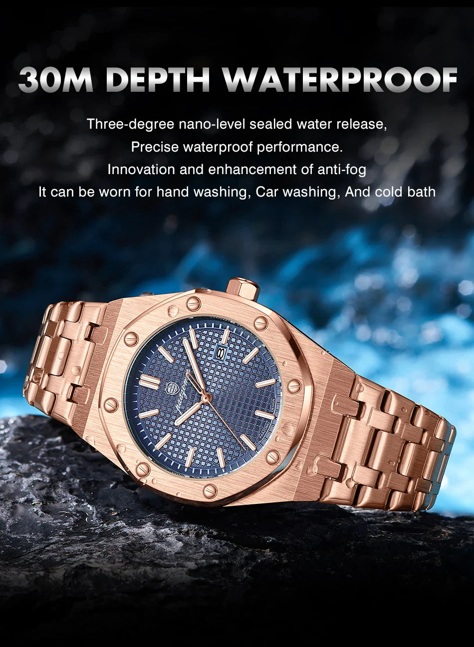 Relógio Masculino PAAZOMU Luxo – Inox Premium | Luminoso | À Prova d’Água