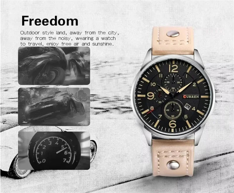 Relógio Masculino CURREN Original – Militar Esportivo