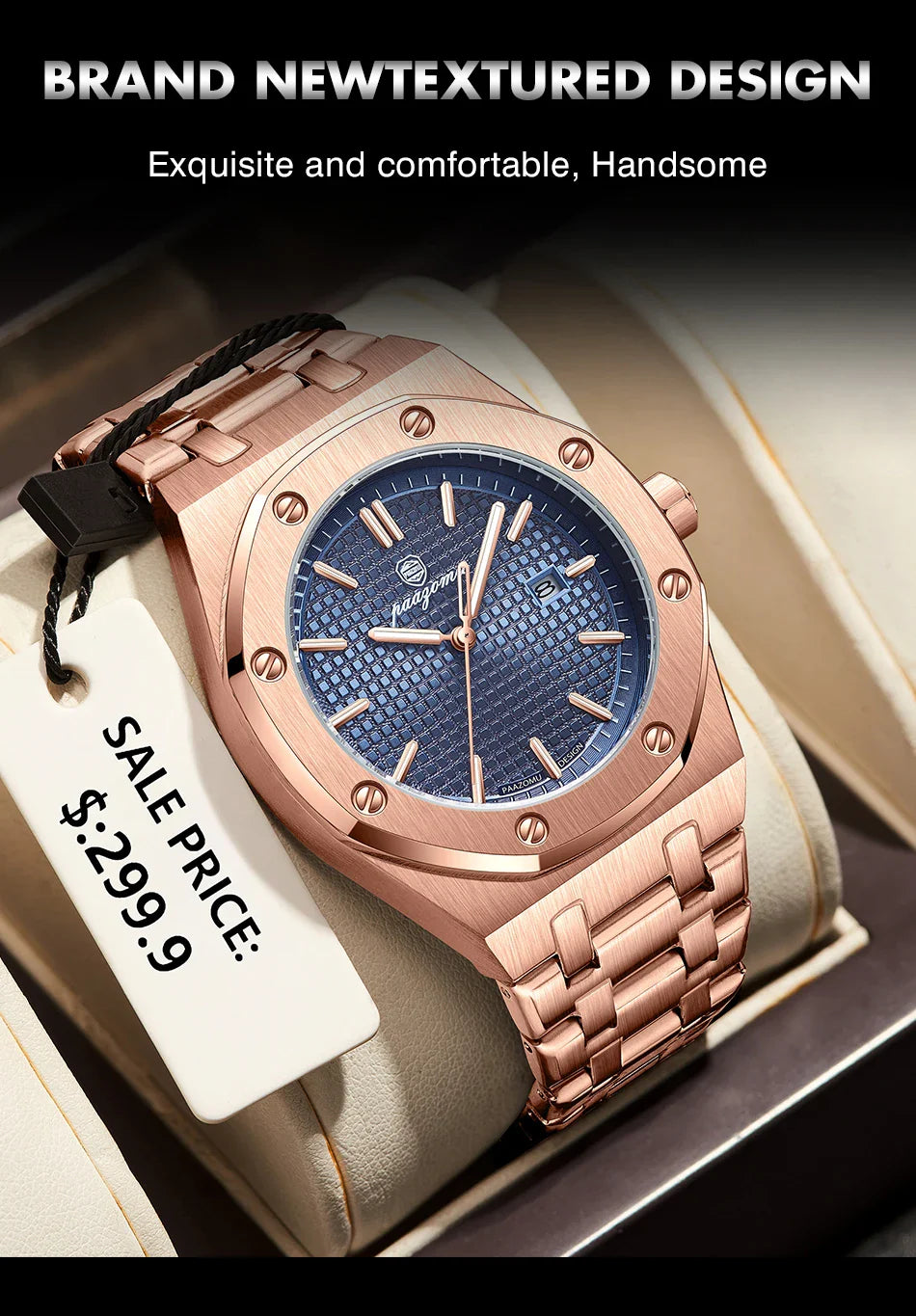 Relógio Masculino PAAZOMU Luxo – Inox Premium | Luminoso | À Prova d’Água