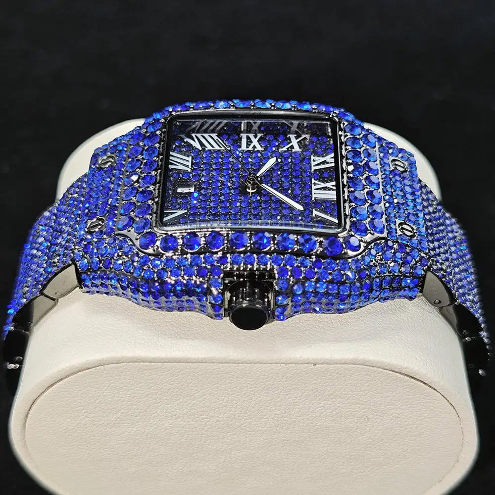 Relógio Masculino UNIGUET Green Diamond – Quadrado, Fashion Hip Hop | Mostrador Romano