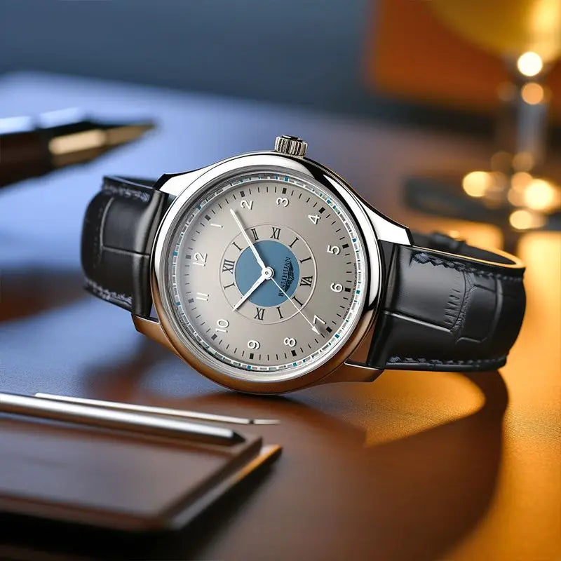 Relógio Masculino Luxo Business 2025 – Quartz de Alta Precisão | À Prova d’Água | Pulseira de Couro Premium