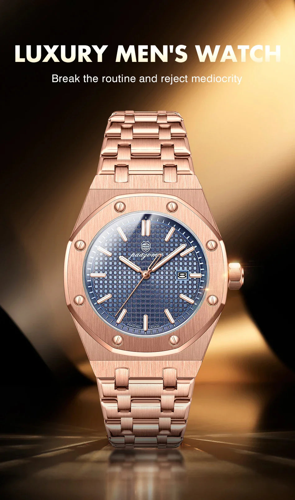 Relógio Masculino PAAZOMU Luxo – Inox Premium | Luminoso | À Prova d’Água