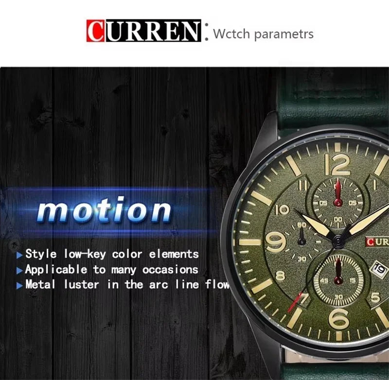 Relógio Masculino CURREN Original – Militar Esportivo