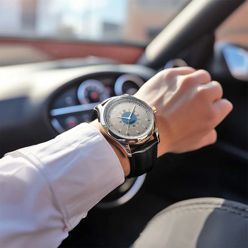 Relógio Masculino Luxo Business 2025 – Quartz de Alta Precisão | À Prova d’Água | Pulseira de Couro Premium