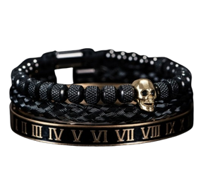 Bracelete caveira banhado a rodio negro